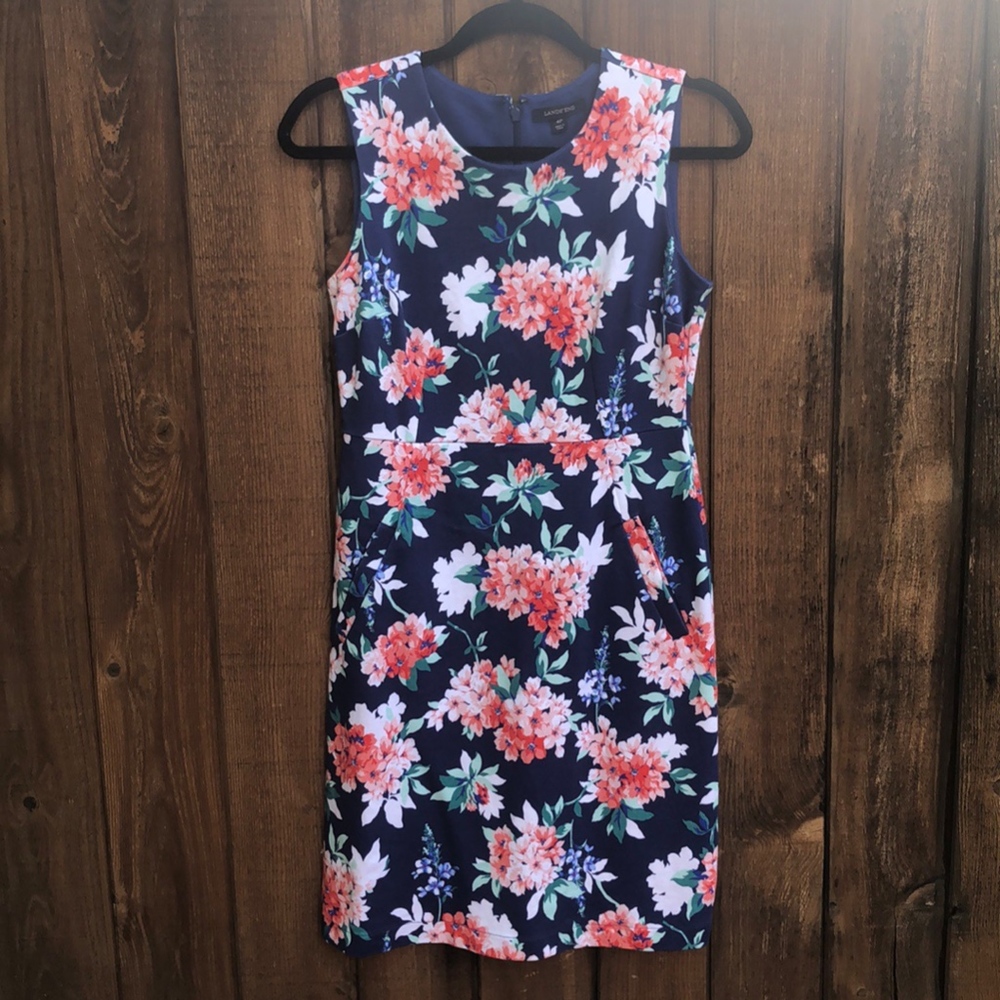 2 for $15 | Lands’ End | Navy Floral Sheath Dress